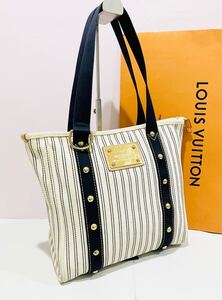 LOUIS VUITTON ● 極上美品 アンティグア ストライプ ルイヴィトン トートバッグ ハンドバッグ