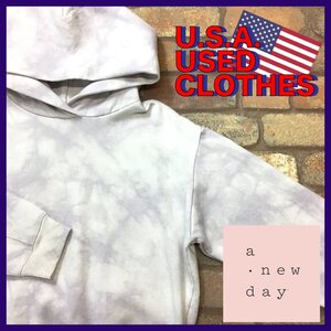 ME11-739★特価品・訳あり★USA直輸入★【a・new・day】タイダイ染め プルオーバー スウェットパーカー【XS】薄紫×白 パープル USA古着