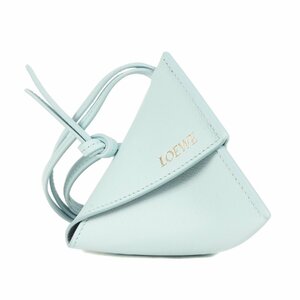 美品 LOEWE ロエベ 現行モデル オリガミ ネックポーチ Origami neck pouch ケース ライトブルー スペイン製 ブランド バッグ 小物