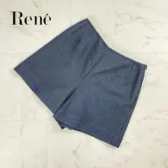 美品 Rene タックショートパンツ ネイビー系 サイズ36*OC902