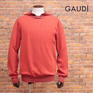 24秋冬/GAUDI/Lサイズ/パーカー ダブルフェイス ウール混ハイゲージニット シンプル 万能 新作 今期 新品/赤/レッド/ja218a/