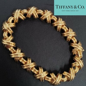 (Y060603) Tiffany シグネチャー クロス ブレスレット 750 18金 K18 アクセサリー Tiffany& Co. ゴールド