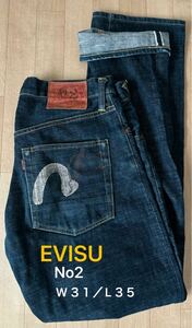 ★　濃紺/雰囲気抜群　EVISU　エヴィス　No.2　ジーンズ　Lot.2000/３１×３５　カモメペイント　★