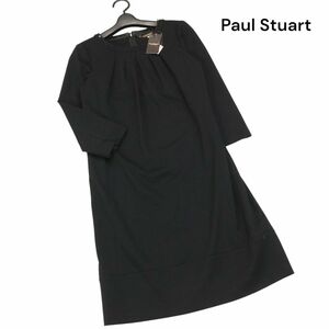 【新品 未使用】 Paul Stuart ポール・スチュアート ビーズ装飾♪ 長袖 ワンピース Sz.6　レディース 黒 フォーマルにも　K4T00970_6#F