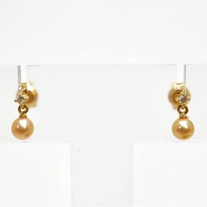 美品!!＊TASAKI(田崎真珠)K18本真珠/天然ダイヤモンドイヤリング＊u 約0.9g diamond pearl earring jewelry EB6/EB7