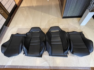 美品 レカロ RECARO SR-3用 社外 レザー シートカバー 2脚分セット 黒×黒 黒ステッチ センターはパンチングレザー セミバケシート用 SR3