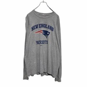 長袖 プリント Tシャツ XL～ グレー ニューイングランド ペイトリオッツ アメフト NFL ロンT 古着卸 アメリカ仕入 a502-5491