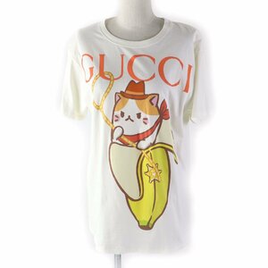 極美品★GUCCI グッチ 615044 コットン100％ ばなにゃプリント ロゴデザイン クルーネック 半袖Ｔシャツ マルチカラー XXS 伊製 正規品