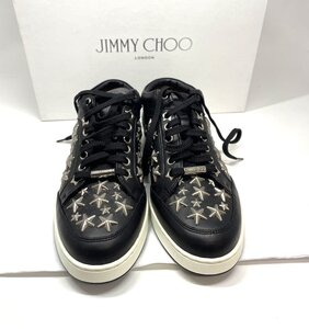 JIMMY CHOO　ジミーチュウ　スタッズ　スニーカー　レザー　黒　34