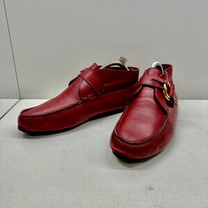 【中古】Silvano Mazza シルバノマッツァ ローファー ドライビングシューズ　チャッカーブーツ サイズ8　約27㎝ レッド メンズ