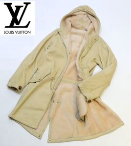 ★ 正規品 Louis Vuitton ルイヴィトン MOUTON COAT フード付 ムートンコート ジャケット ダッフル アイボリー 48 定価84万