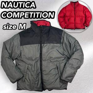 NAUTICA COMPETITION ノーティカ リバーシブル ダウンジャケット メンズ　Mサイズ グレー×レッド