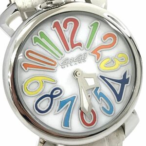 美品 GaGaMILANO ガガミラノ MANUALE 40 マヌアーレ 腕時計 5020.1 クオーツ ラウンド シェル ホワイト コレクション 電池交換済み 動作OK