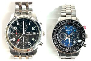 【和の美】 ■不動■　腕時計　ANA　Chronograph クロノグラフ　2点 おまとめ　クォーツ　錆・傷有り　ブラック　ブルー　手首周り15-16㎝