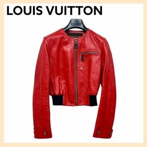 高級 LOUIS VUITTON ルイヴィトン 15SS キルティング ステッチ ショート丈 ノーカラー シングルライダースジャケット F7LJ15KKM