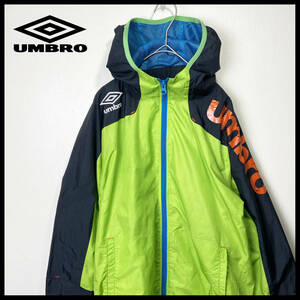 《USED》アンブロ UMBRO ウィンドブレーカー ナイロン パーカー ジャケット フルジップ 90s 00s 古着 S (M相当) グリーン ☆送料無料☆