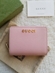 新品 GUCCI グッチ スクリプト ミニ ウォレット 2つ折り財布 ライトピンク 772639 0OP0N 5909