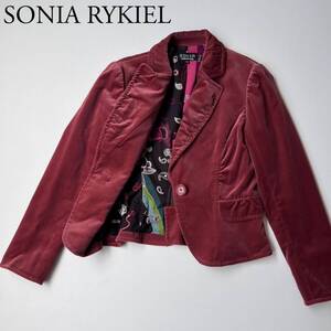 美品 SONIA RYKIEL ソニアリキエル テーラードジャケット ベロアジャケット　裏地総柄 羽織　アウター レディース