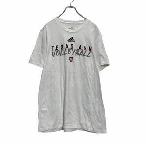 adidas 半袖 プリント Tシャツ L ホワイト アディダス スポーツ バレーボール 古着卸 アメリカ仕入 a508-5780