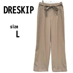 【L】DRESKIP ドレスキップ レディース パンツ ベージュ 腰ひも付き