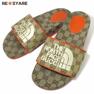 良品 GUCCI × THE NORTH FACE グッチ × ノースフェイス 2021-22SS 679947 GGキャンバス スライド サンダル　シューズ 40 27cm 45401