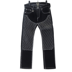 未使用 SKULL FLIGHT スカルフライト ダブルニー デニムパンツ SFP22-002 SS PANTS TYPE6 ブラック 黒 31 20019364