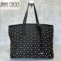 【JIMMY CHOO】SASHA/M BLACK スタースタッズ トートバッグ