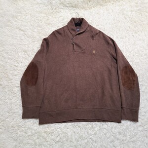 1円 RALPH LAUREN POLO トレーナー ラルフローレン ショールカラー 大きいサイズ XL スウェット ニット LL リブ エルボーパッチ ホースロゴ