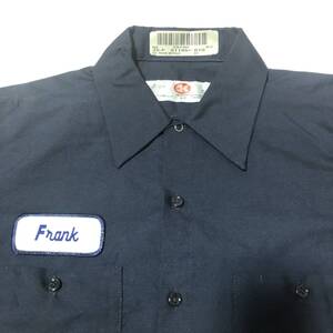 古着 ワークシャツ G&K services ネイビー 半袖 M ワッペン Frank