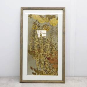 ▽インテリアに!!! 約74×44×3ｃｍ｜額入り 押し花 ｜ ｜ アートフラワー 押花 ヴィンテージ ハンドクラフト 　木製額　アクリル■P3329