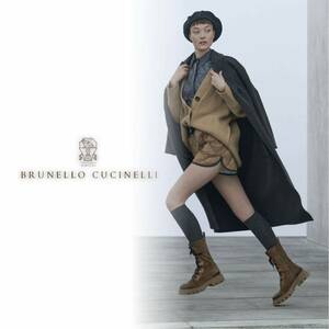 N48★未使用★22-23AW★極上モニーレつきレザーブーツ ブルネロクチネリ BRUNELLO CUCINELLI キャメル ブラウン スエードレザー