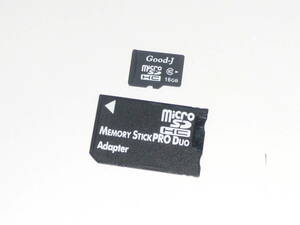 動作保証！送料無料！メモリースティック PRO Duo 変換アダプター ＋ microSDHC 16GB ③