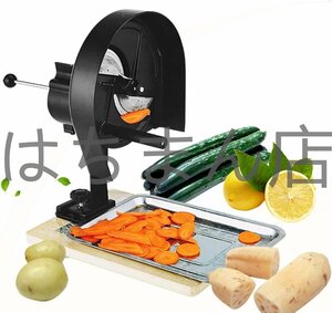 スライサー 野菜カッター 果物スライサー 薄い厚さ調節可能 手動 便利 回転式 安全 高効率 業務用 家庭用 切り厚さ1.5-18mm (本体＋まな板)