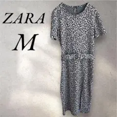 美品！ZARA ザラ 半袖ワンピース ダルメシアン柄 M　ベルト付き スリット