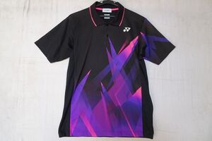 YONEX/ヨネックス/テニス/半袖ポロシャツ/ユニフォーム/Very Coolタグ/速乾性/グラフィックプリント/黒/ブラック/Mサイズ(10/10R6)