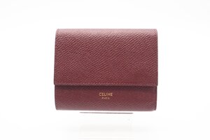 ☆安心の３大保証☆ ABランク ≪CELINE セリーヌ/三つ折り財布≫ 10B573 スモール トリフォールドウォレット レザー ボルドー 美品 送料込