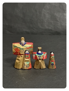 ● コレクター必見 昭和レトロ 時代物 ミニチュア 木製 雛人形 ひな人形 お内裏様 お雛様 日本人形 工芸品 コレクション Ja127