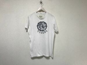 本物アバクロアンドフィッチAbercrombie&Fitchコットンタイガートラ虎刺繍半袖TシャツメンズアメカジサーフミリタリーL白マカオ製