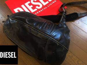 ●ヴィンテージ風味！DIESEL ディーゼル 本革 レザー 2way ボディバッグ メンズ レディース USED加工 即決 即納 55dsl ショルダー●866