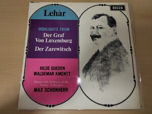 英DECCA SXL6231 ヒルデ・ギューデン、M・シェーンヘル指揮ウィーン国立歌劇場管/レハール ロシアの皇太子、ルクセンブルクの伯爵 抜粋 ED1