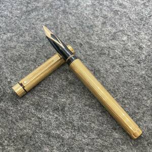 PE2528□SHEAFFER シェーファー 万年筆 タルガ GOLD PLATED ペン先 14K F イングランド製 筆記未確認 格子 シズレ