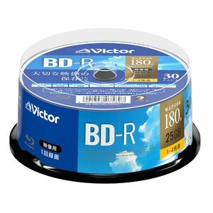 （まとめ買い）ビクター 1回録画用BD-R 180分 1-4倍速 スピンドル 片面1層 30枚入VBR130YP30SJ1〔×3〕