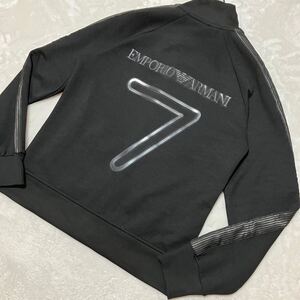 極美品/XLサイズ●エンポリオ アルマーニ ジャージ ジャケット ブルゾン EMPORIO ARMANI ストレッチ ダブルジップ EA7ロゴ ブラック メンズ