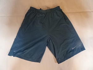 激レア USA購入 ナイキ【NIKE】製 【DRI FIT】 ポケット付 スウォッシュマーク 裏地付 ナイロン パンツ ブルー US S 中古良品