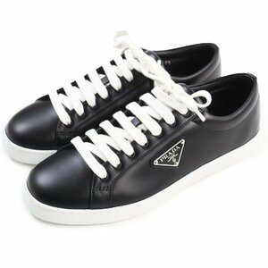 未使用品●PRADA プラダ 2EE376 CALZATURE UOMO LANE レーン トライアングルロゴプレート レザー ローカットスニーカー NERO 6.5 メンズ