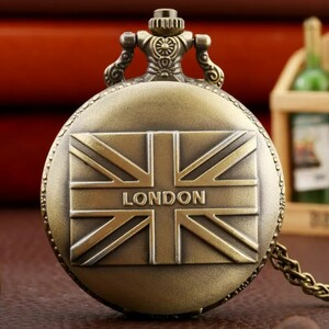 1円〜 新品 未使用 懐中時計 クォーツ メンズ レディース ユニセックス アナログ アンティーク ロンドン London イギリス 英国 防水 c4646