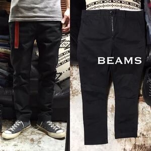 ［希少／完売モデル］送料230円《★ BEAMS ★》ストレッチスキニーテーパードチノパンツ ビームス BLACK ストレッチパンツ スキニーチノ S 