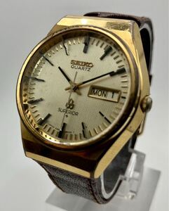 SEIKO SUPERIOR QUARTZ セイコー スーペリア クォーツ 4883-8100 メンズ腕時計 希少品 日付 曜日 共にリューズで変更可 社外ベルト 現状品