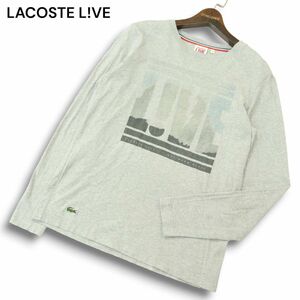 LACOSTE LIVE ラコステ 通年 ビッグ ロゴ★ ワニ刺繍 長袖 カットソー ロンTシャツ Sz.3　メンズ グレー　A4T09194_8#F