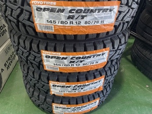 145/80R12　80/78NトーヨーオープンカントリーR/T2024年製造　送料無料4本セット23800円